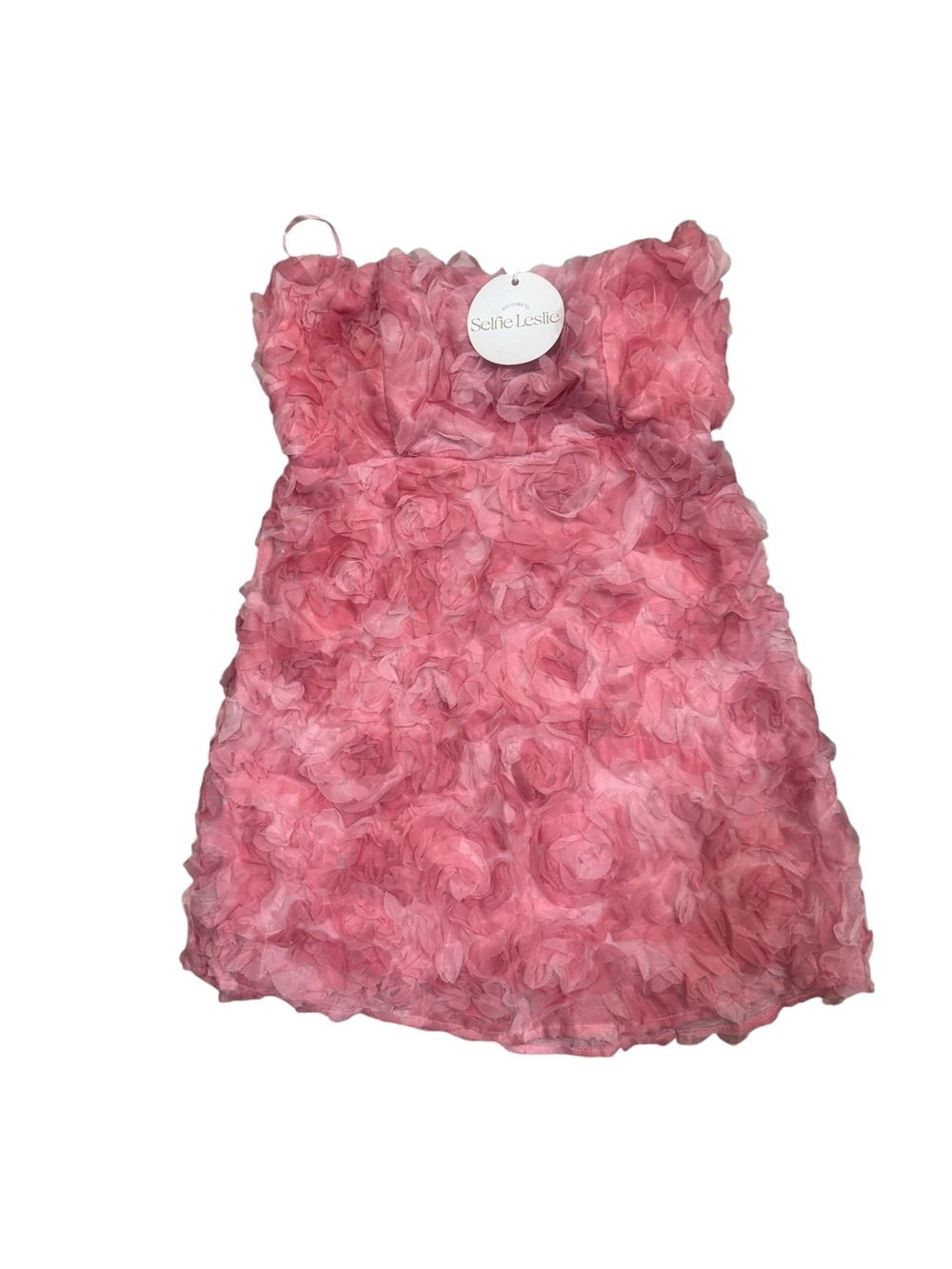 Selfie Leslie In Paris Pink 3D Rosette Strapless Mini Dress US XL AU 14 NWT - Picture 7 of 10
